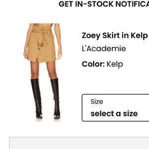 L’Academie Tan Belted Zoey Skirt Size Small